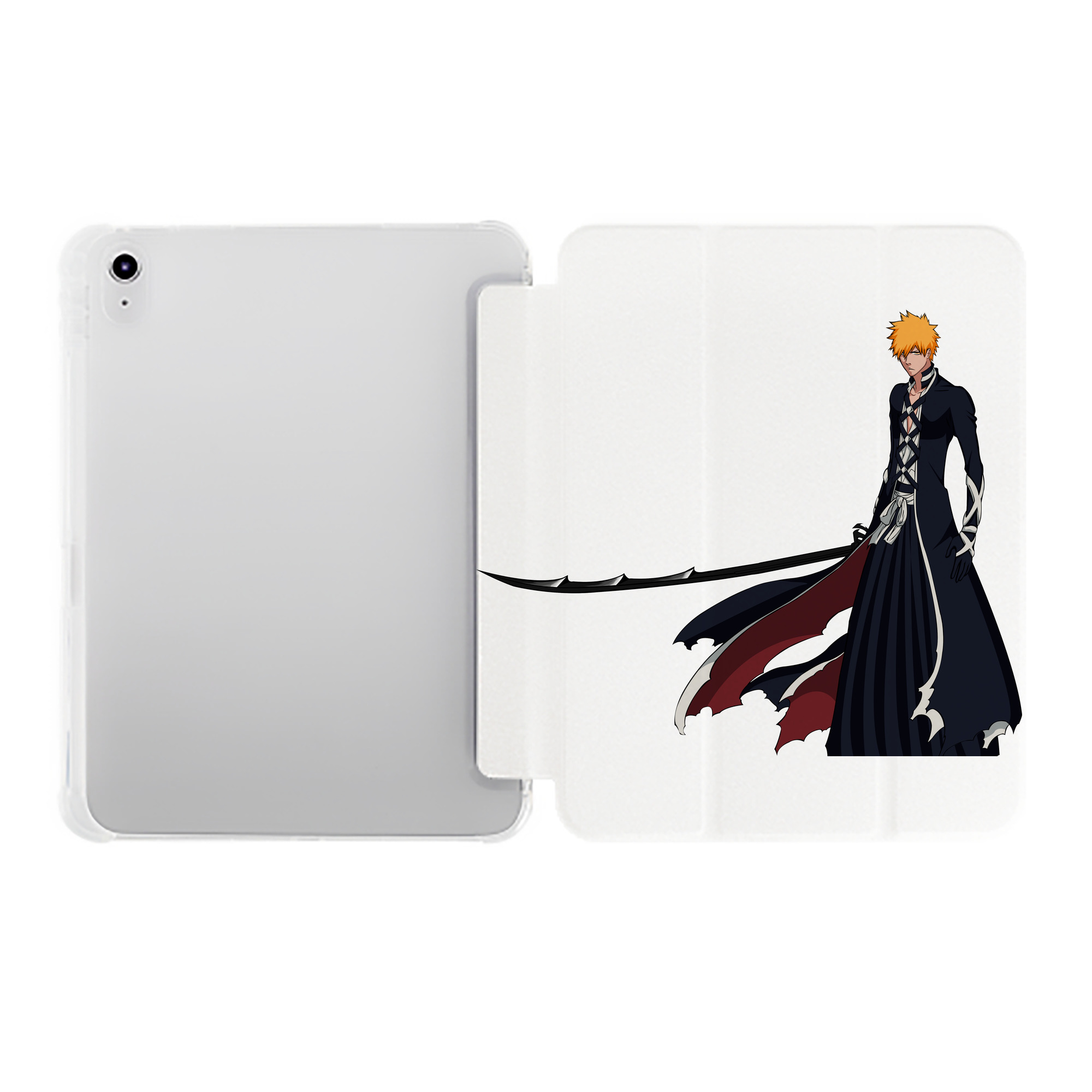 （画像用） ブリーチ 黒崎一護（くろさき いちご）BLEACH Kurosaki Ichigo IPad ケース ペン収納付き 三つ折りスタンド PUレザー×シリコン 対応機種9.5/10.5/10.9インチ